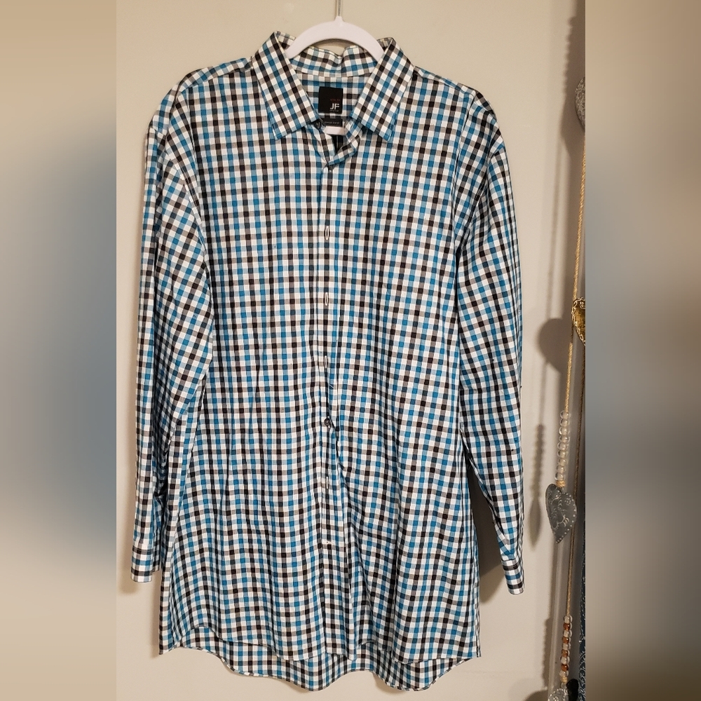 Blue and Brown Checkered Button-Up Shirt